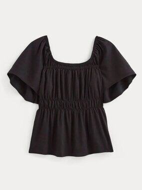 Everlane The Flutter-Sleeve Top in Stretch Linen